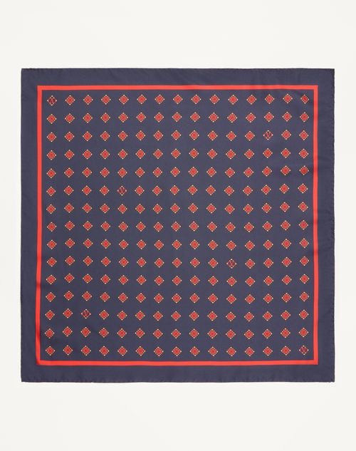 Valentino Garavani - Opticool Silk Scarf - Navy/ Red - Man - Soft Accessories
